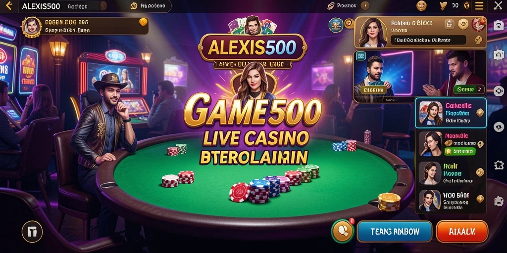 Screenshot gameplay ALEXIS500 menampilkan suasana kasino yang menegangkan dan interaktif.