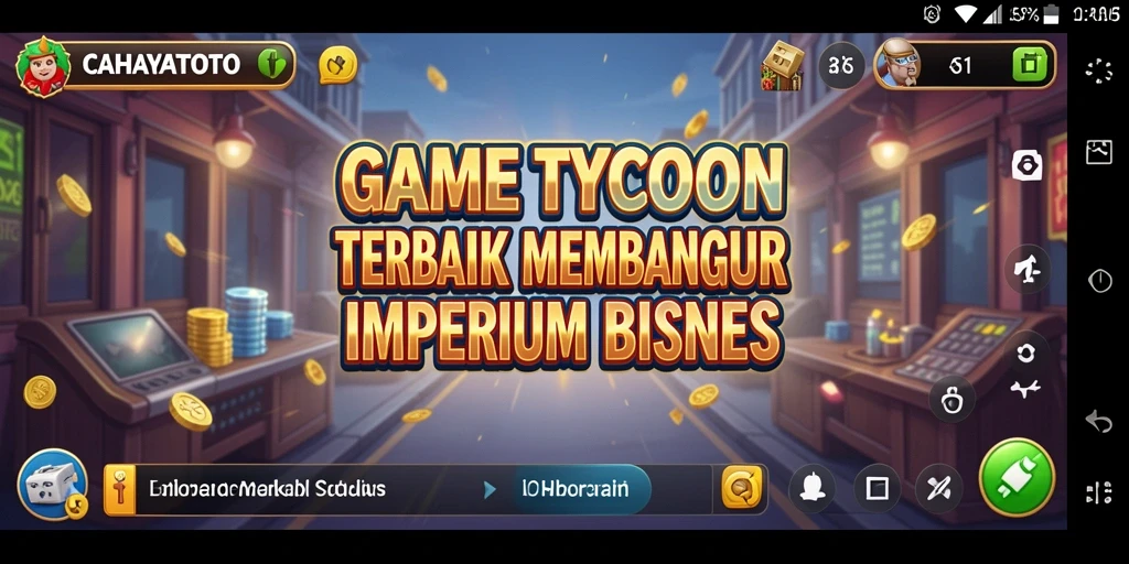 Tampilan utama CAHAYATOTO menunjukkan gameplay manajemen bisnis yang strategis.