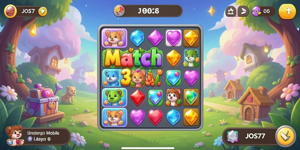 Tampilan gameplay seru dari JOS77 dalam genre Match-3.