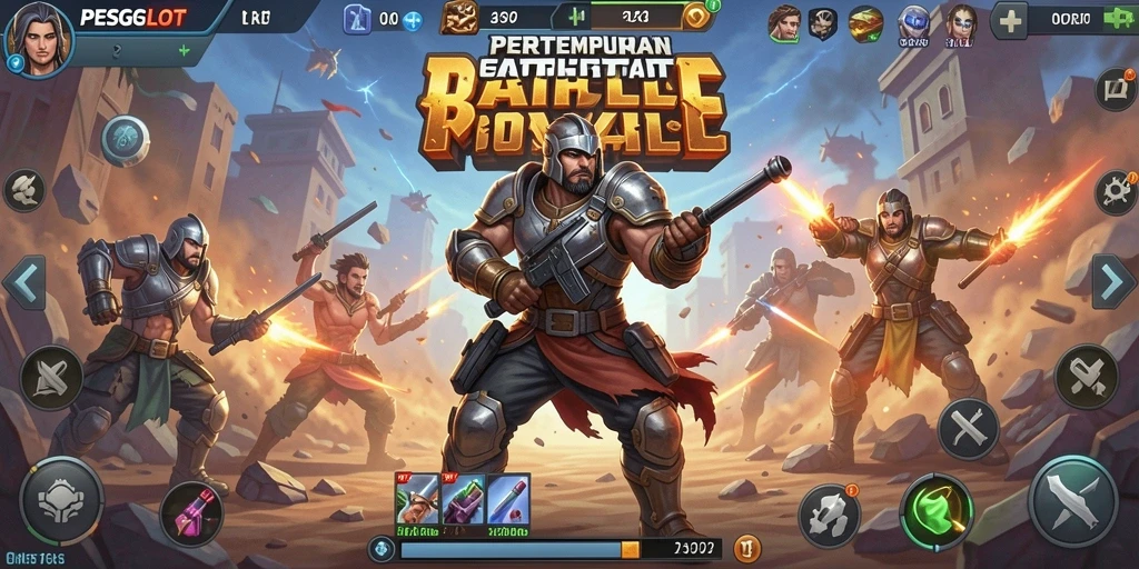 Tangkapan layar PESGSLOT menunjukkan pertempuran epik dalam dunia Battle Royale.