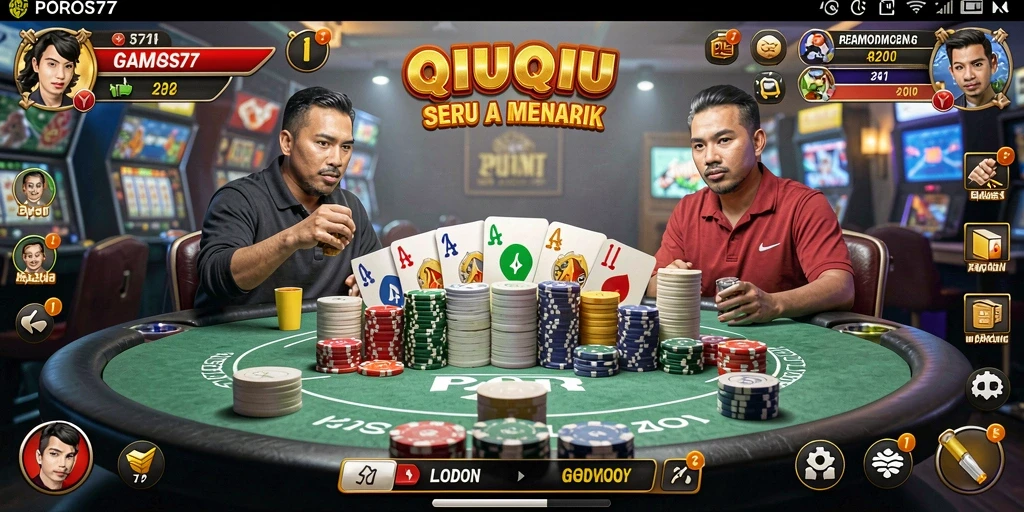 Tampilan seru gameplay QiuQiu di POROS77.