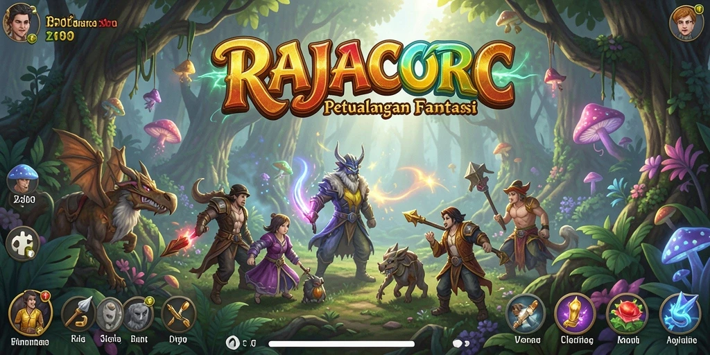 Screenshot utama RAJACORC menampilkan aksi berpetualang yang mendebarkan.