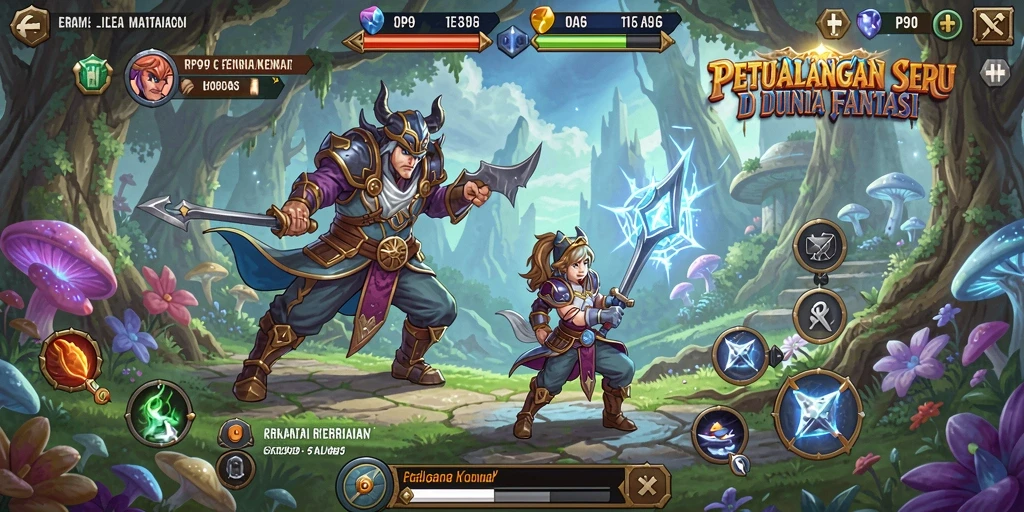Tampilan gameplay seru dalam dunia petualangan yang memukau.