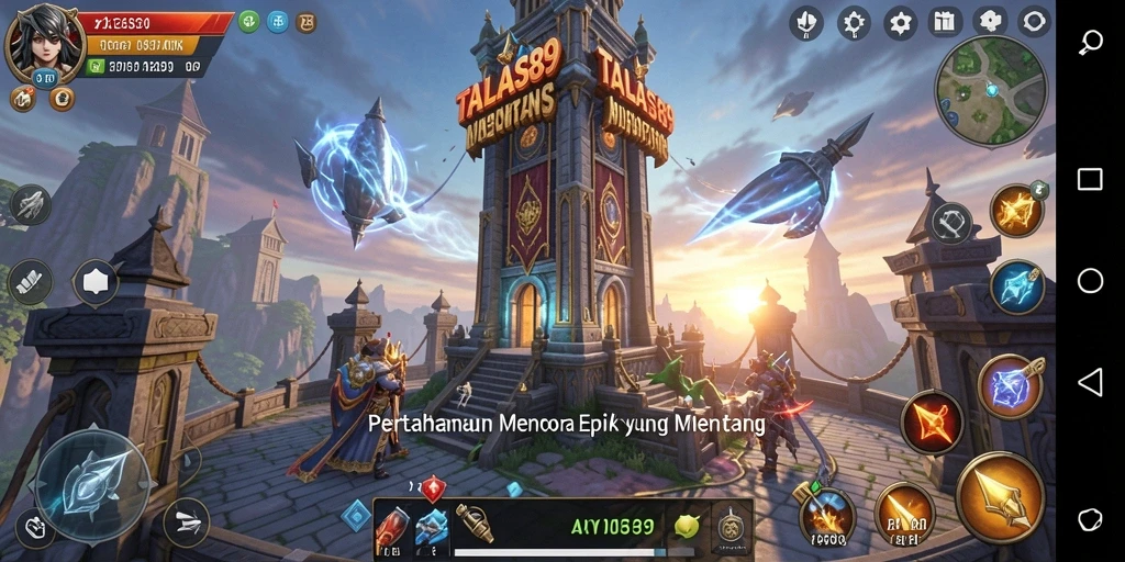 Tampilan menarik dari gameplay Tower Defense TALAS89 yang mendebarkan.