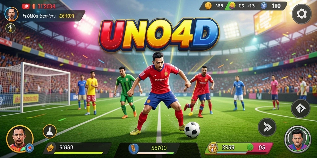 Screenshot menunjukkan gameplay seru dari UNO4D yang menampilkan aksi olahraga.